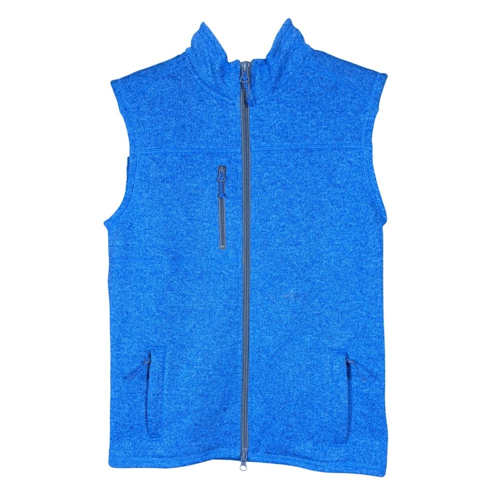 johnnie-O Vest Boys 12 Sweater Fleece Blue Full Zip Pockets Excellent
